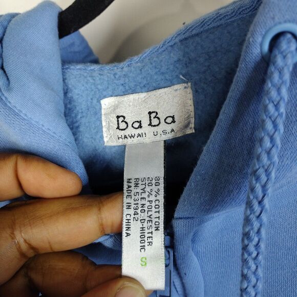 Sweatshirt Zip Up Hoodie Hawaii Logo Design Light Blue Womens Size S Ba Ba - Picture 5 of 6